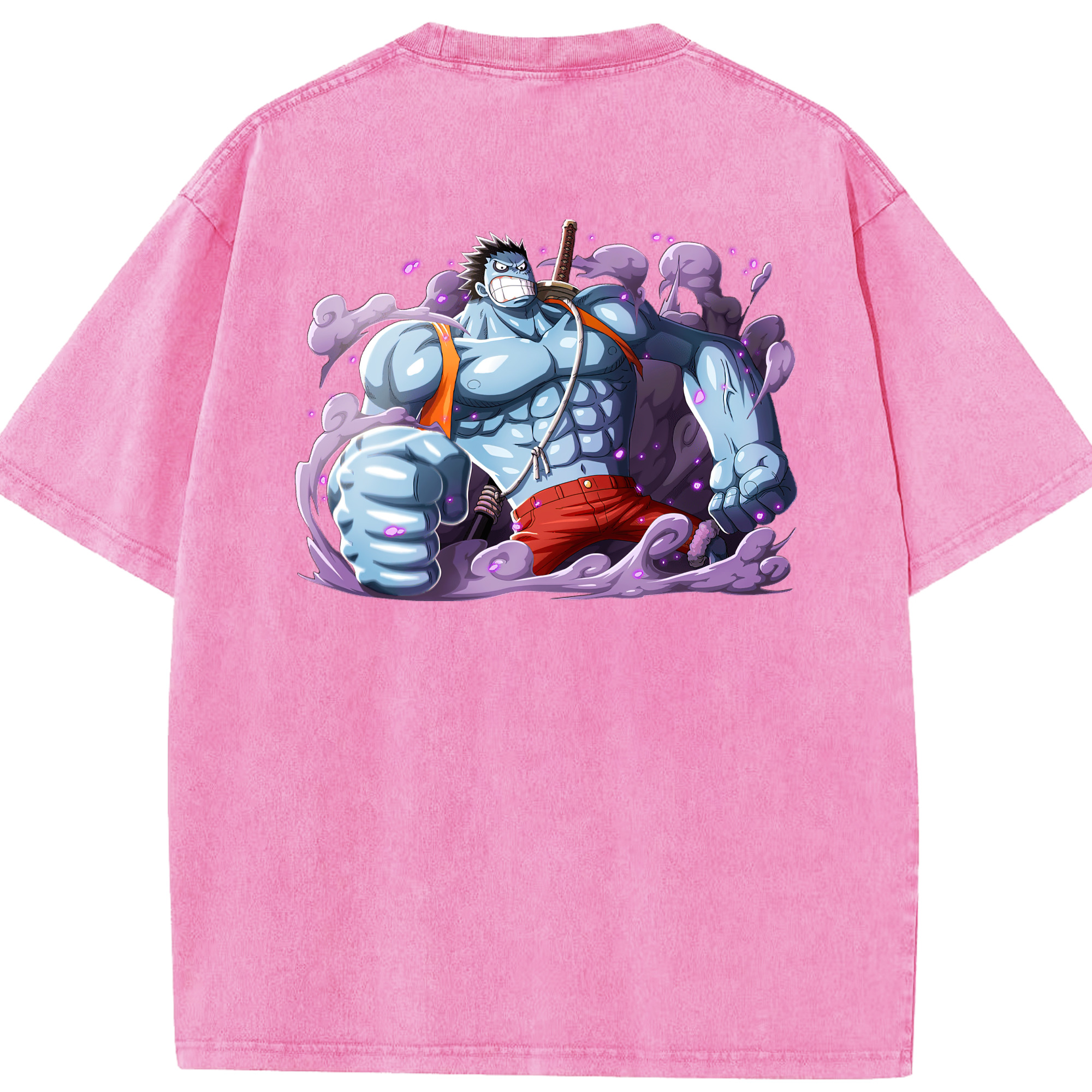 ワンピース モンキー・D・ルフィ ONE PIECE Monkey D. Luffy 綿100% ヴィンテージ風 半袖Tシャツ（背面プリント）